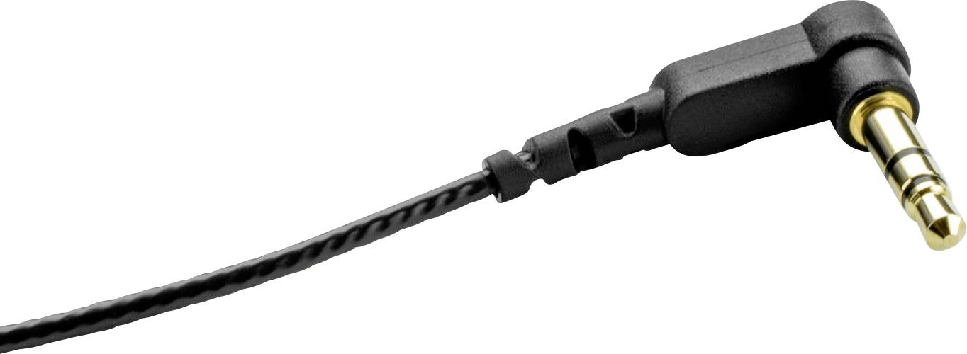'Schwarzer Audiokabel mit vergoldetem 3,5-mm-Klinkenstecker in einer L-Form.'