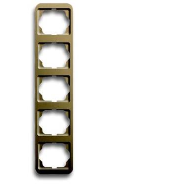 Eine fünffache Steckdosenleiste mit Platz für fünf Steckdosen, vertikal ausgerichtet. Bronze- oder kupferfarbiges Design.