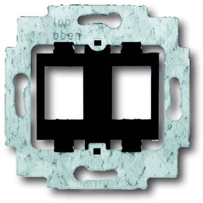 Metalleinbaurahmen mit zwei rechteckigen Ausschnitten, geeignet für die Montage von elektrischen Schaltern oder Steckdosen in Wandplatten.