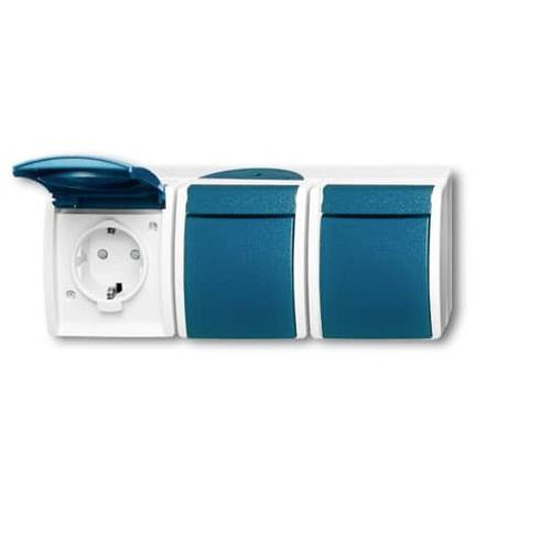 ABB 2CKA002084A0721 Schutzkontakt-Steckdose IP44 Lichtgrau (RAL 7035), Blau-Grün