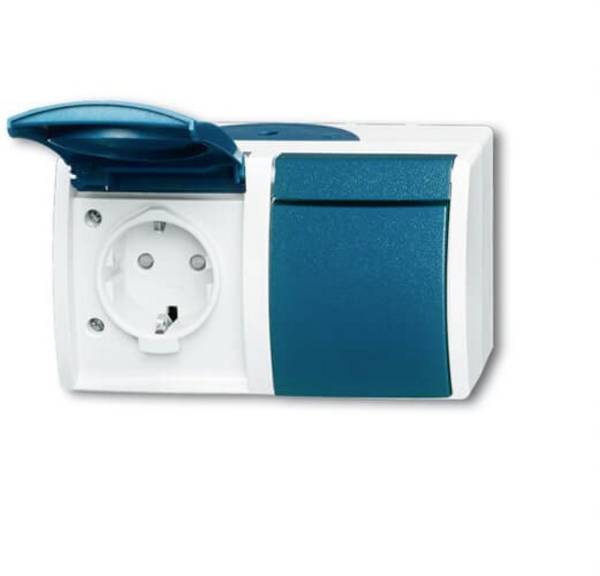 ABB 2CKA002084A0720  Schutzkontakt-Steckdose  mit Deckel IP44 Blau-Grün, Lichtgrau (RAL 7035)