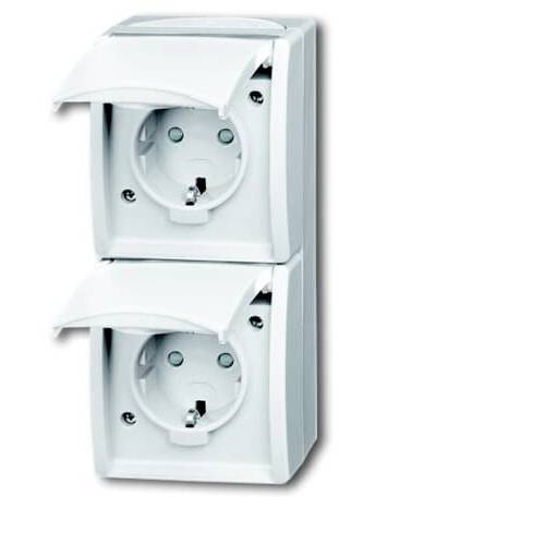 ABB 2CKA002084A0722 Schutzkontakt-Steckdose IP44 Reinweiß (RAL 9010), Weiß