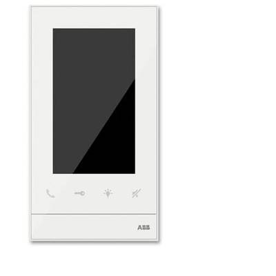 Ein Wanddisplay mit vier Symbolen: Hörer, Schlüssel, Glühbirne und Mikrofon. Darunter ist das Logo 'ABB' sichtbar.