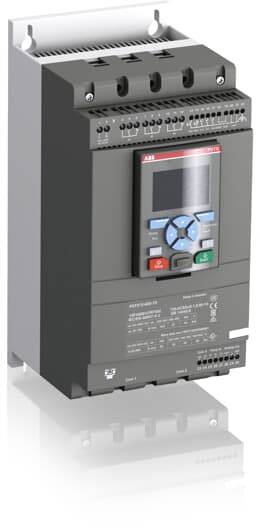 Ein elektronischer Sanftanlasser mit Bedienfeld und mehreren Anschlusspunkten, verwendet zur Steuerung vom Motoranlaufverhalten.