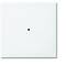 Ein quadratischer, weißer Lichtschalter mit einem kleinen schwarzen Punkt in der Mitte, der das Drücken anzeigt.