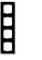 Ein leerer, vertikaler Filmstreifen mit fünf rechteckigen Aussparungen auf schwarzem Hintergrund.