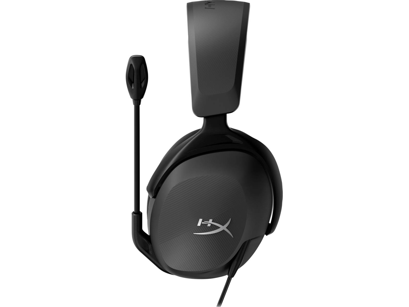 Schwarzes Gaming-Headset mit abnehmbarem Mikrofon, perfekt für Computerspiele und Sprachkommunikation.