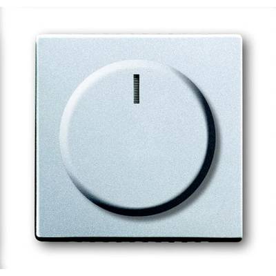 Dimmer-Schalter, silberfarben, quadratisch, mit rundem Drehknopf in der Mitte.