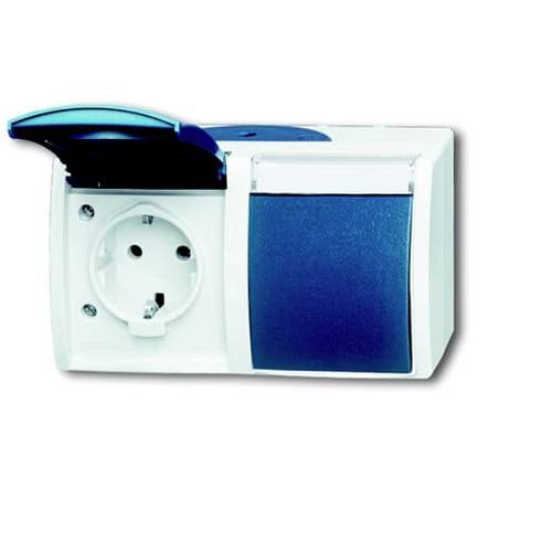 Thumbnail - ABB 2CKA002084A0703 Schutzkontakt-Steckdose IP44 Lichtgrau (RAL 7035), Blau-Grün