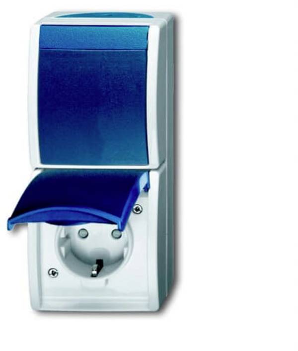 BUSCH JAEGER - Busch-Jaeger 2601/6/20 EBW-53, Typ F, 2P+E, Blau, Weiß, IP44, 250 V, 16 A