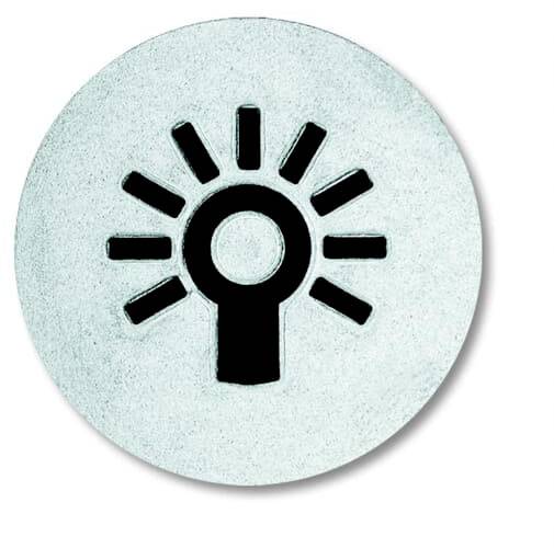 Ein stilisiertes Symbol mit einer Glühbirne von der Lichtstrahlen nach außen gehen. Symbolisiert eine Idee oder Erleuchtung.