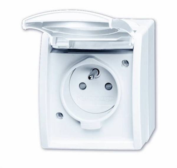 ABB 2CKA002017A0842  Schutzkontakt-Steckdose  mit Deckel, erhöhter Berührungsschutz IP44 Weiß, Reinweiß (RAL 9010)