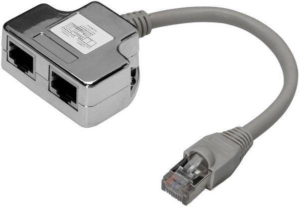 Digitus RJ45 Netzwerk Adapter CAT 5, CAT 5e [1x RJ45-Stecker - 2x RJ45-Buchse] 0.19 m Grau