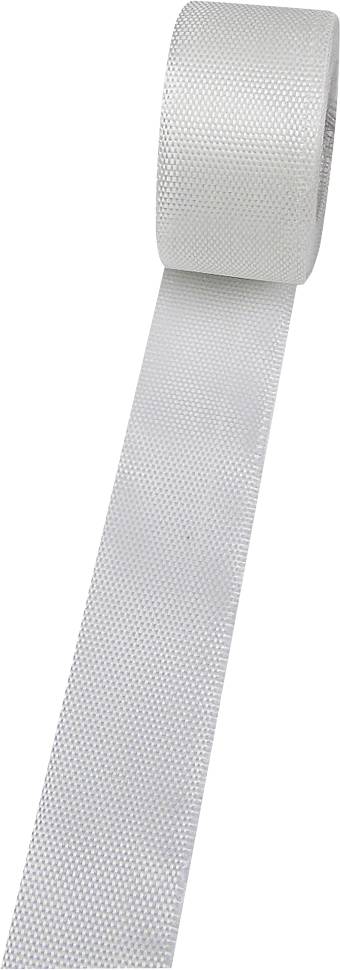 Eine Rolle weißes, strukturiertes Klebeband ist teilweise abgerollt. Sie wird hauptsächlich für Verpackungs- oder Isolationszwecke verwendet.