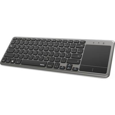 Hama KW-600T Funk Tastatur Deutsch, QWERTZ Schwarz, Anthrazit Integriertes Touchpad 