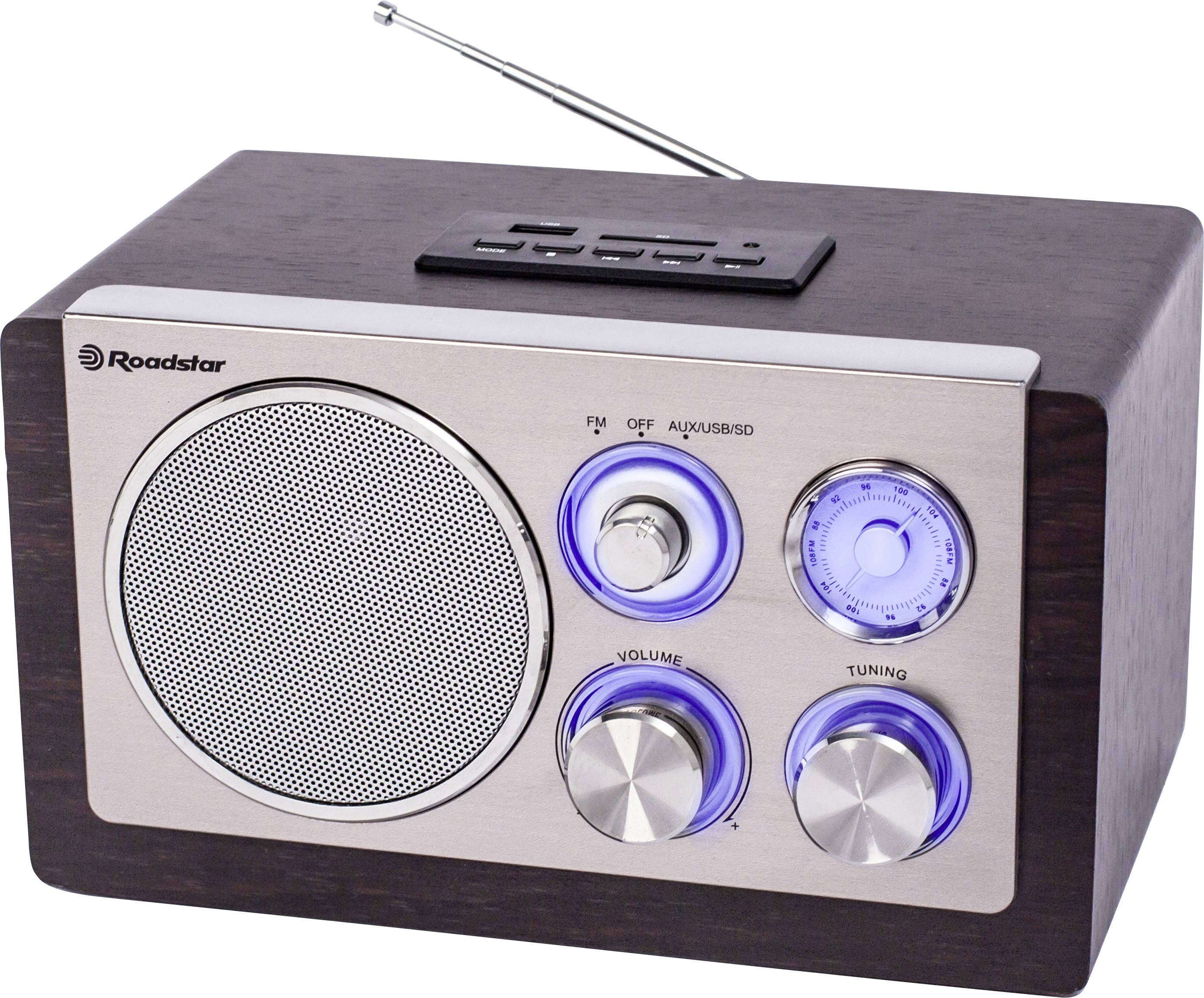 ROADSTAR HRA-1345N Küchenradio UKW, MW SD, AUX, USB Holz, Silber