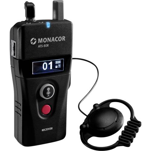 Monacor ATS-80R Hand Mikrofon-Empfänger Übertragungsart (Details):Digital inkl. Klammer Kopfhörer (3.5 mm Klinke) Digita...