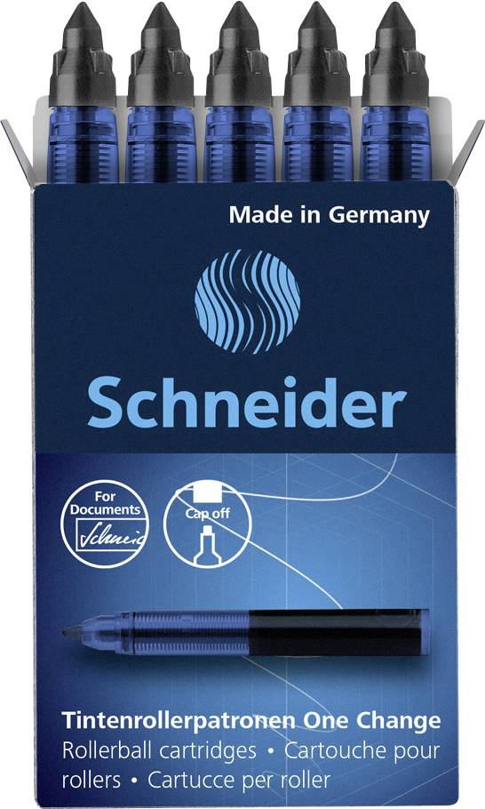 Schneider Schreibgeräte Nachfüllpatrone Tintenroller One Change 0.6 mm Schwarz 185401 5 St.-5