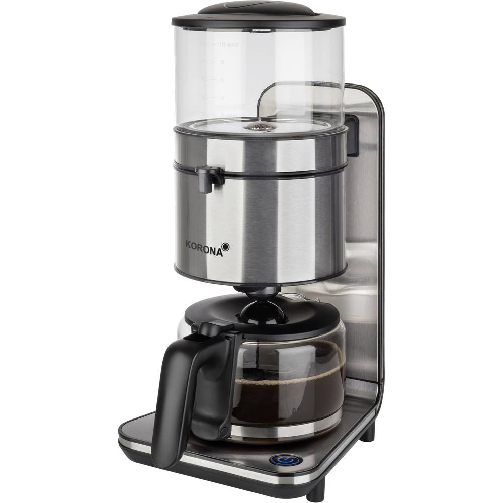 Korona Koffiezetapparaat Zwart, RVS Capaciteit koppen: 10 Warmhoudfunctie, Glazen kan