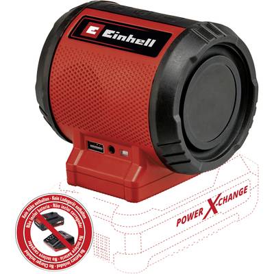 'Einhell' roter tragbarer Bluetooth-Lautsprecher mit USB-Anschluss, ohne Batterie betrieben, kompatibel mit Power X-Change System.