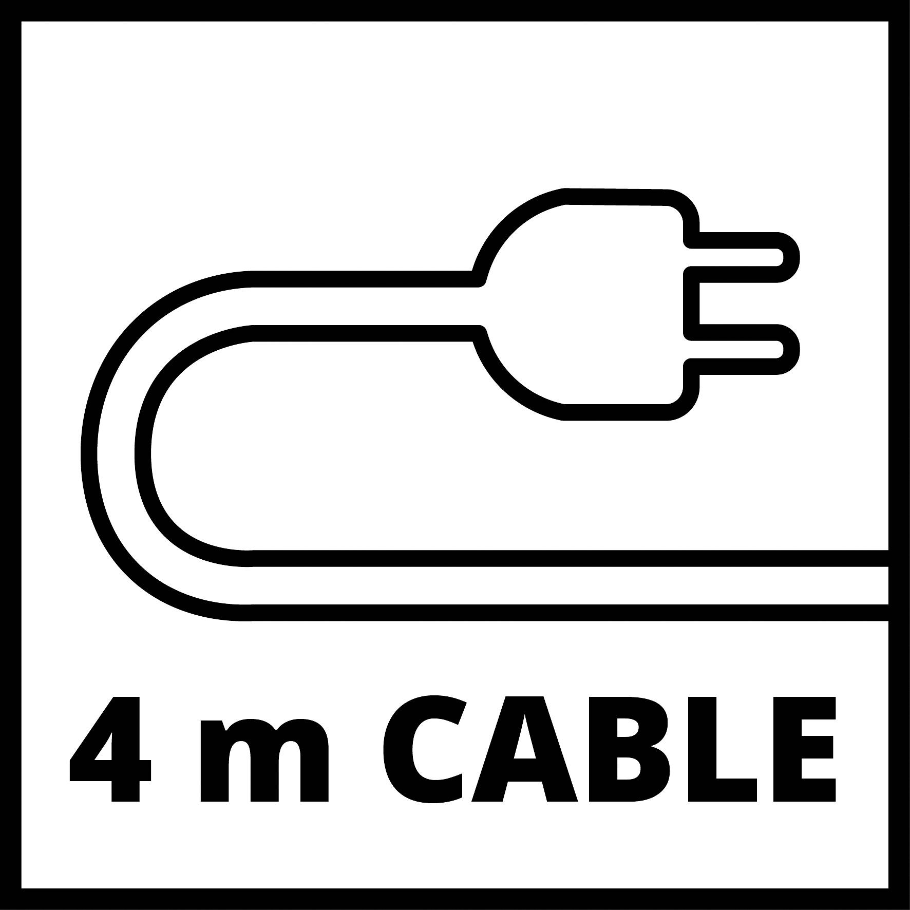 '4 m CABLE' steht unter einer Abbildung eines Kabels mit Stecker.