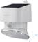 Weiße, wandmontierte Solarlampe mit Bewegungssensor und neigbarem Lichtkopf. Das Logo 'sygonix' ist sichtbar.
