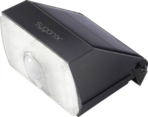 Sygonix  SY-4673536 Solar-Außenwandleuchte mit Bewegungsmelder  LED LED fest eingebaut 10 W Schwarz