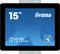 '15" iiyama ProLite TF1515MC', blauer Bildschirmhintergrund mit Touchscreen-Symbol und Hinweis auf Zehn-Punkt-Touch-Technologie.