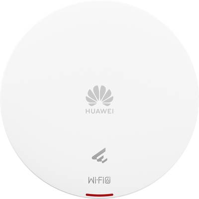 Ein weißer Huawei-WiFi-6-Router in runder Form. Oben das Huawei-Logo, unten der Schriftzug 'WiFi 6'. Ein schlichter und modernes Design.