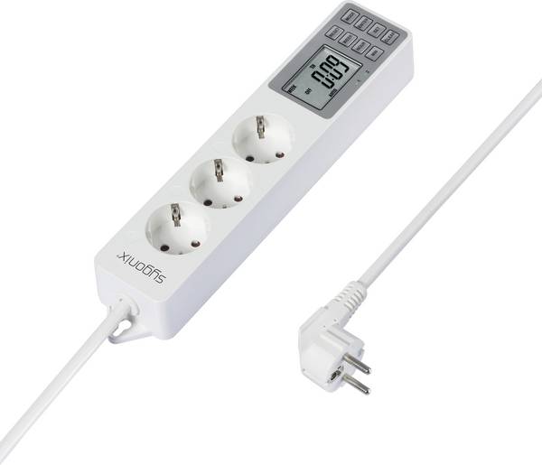 Sygonix SY-4675078 Steckdosenleiste mit Schaltuhr 3fach Weiß Schutzkontakt 1 St.