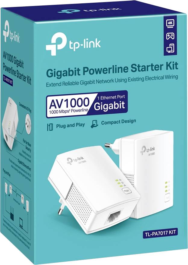 TP-Link Powerline TL-PA7017 - V4 - Starter Kit - Powerline Adapterkit - GigE, HomePlug AV (HPAV)-4