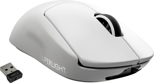 Logitech PRO X SUPERLIGHT Gaming-Maus Funk Optisch Weiß 5 Tasten 16000 dpi Wiederaufladbar