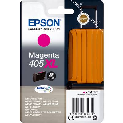 'Epson Tintenpatrone 405XL Magenta für WorkForce-Drucker. Reichweite: bis zu 1100 Seiten. Enthält eine DuraBrite Ultra Tinte.'