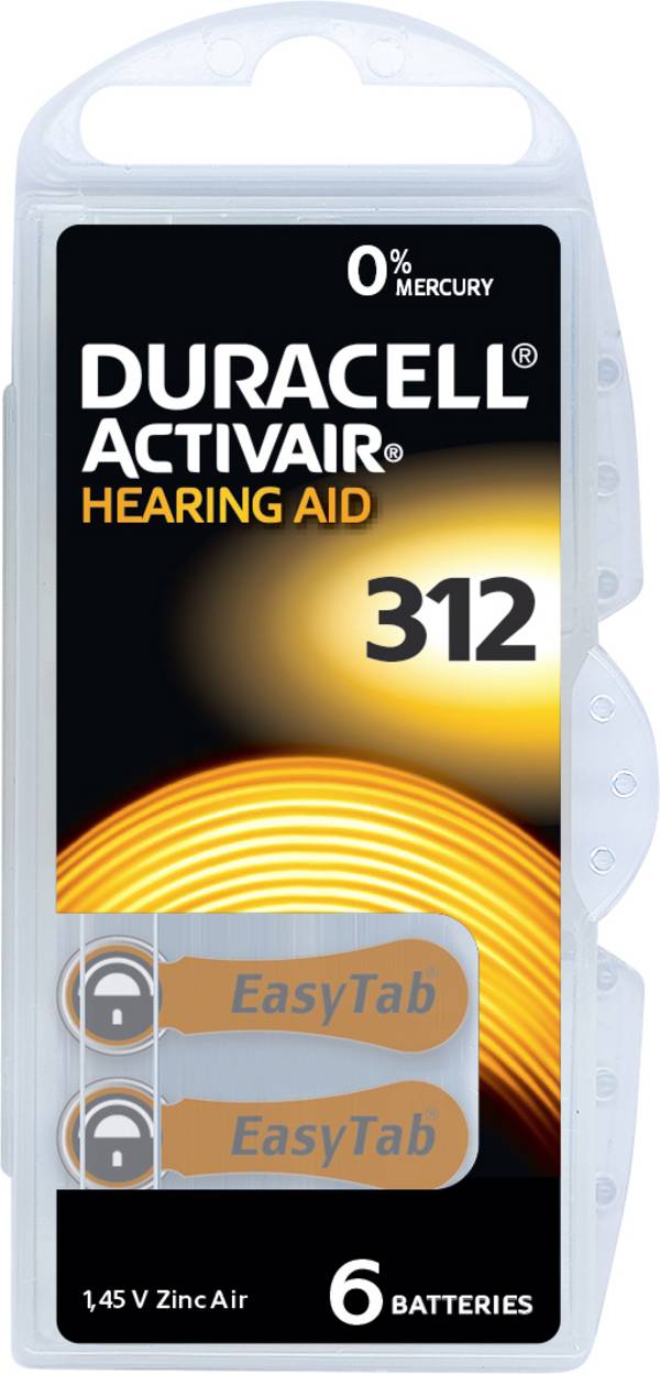 Duracell Hörgerätebatterie ZA312 1.45 V 6 St. 160 mAh Zink-Luft Activair 312