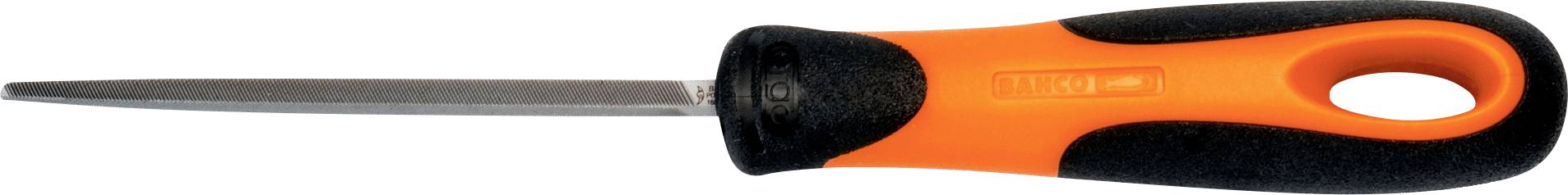 'Flacher Schraubenzieher mit orange-schwarzem Griff, seitlich liegend.'