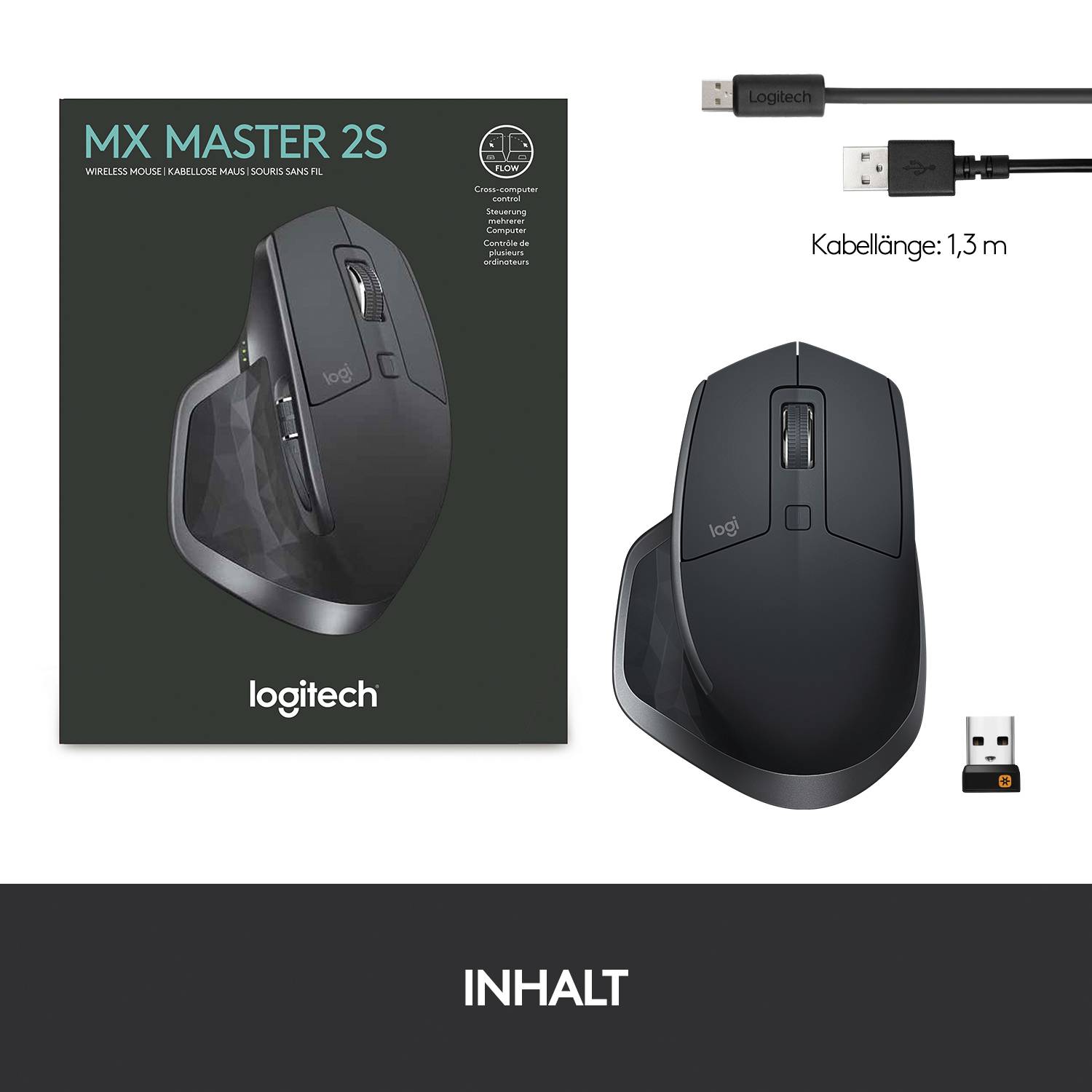 Logitech MX Master 2S Ergonomische Maus Funk Laser Schwarz 5 Tasten 4000 dpi Ergonomisch-17