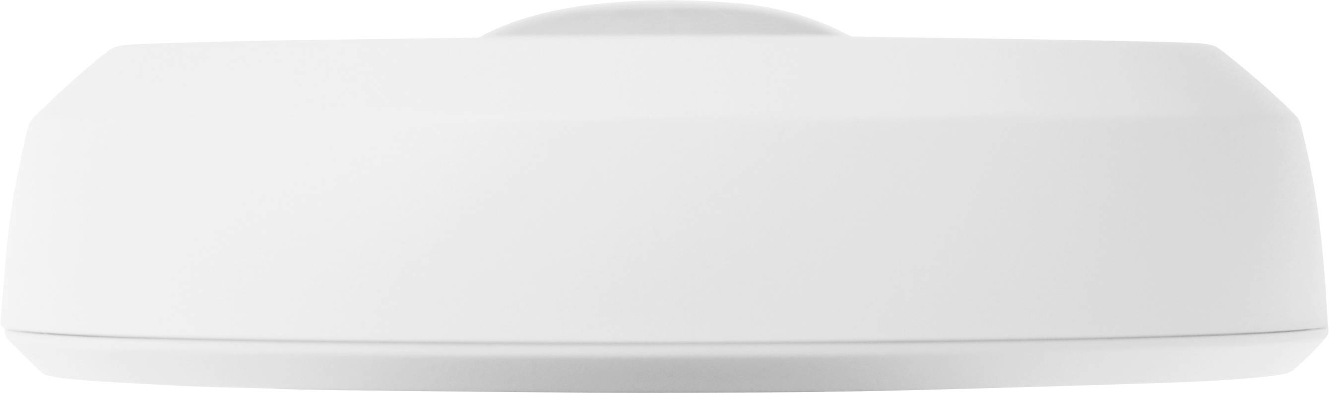 Ein weißer, runder Rauchmelder an der Zimmerdecke.