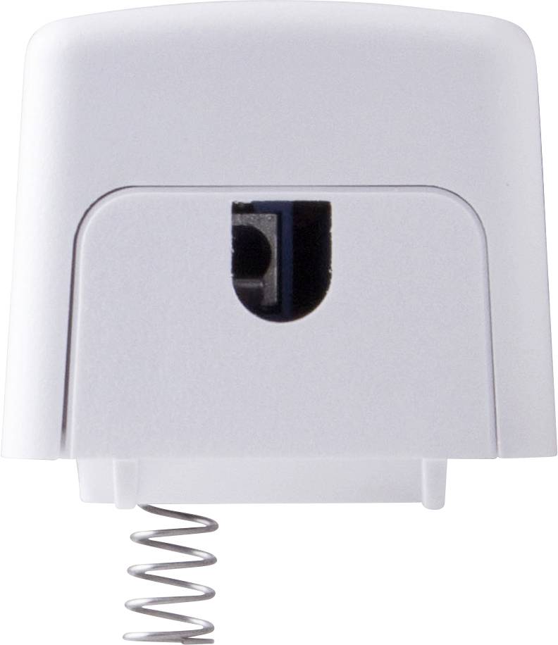 Ein weißes elektrisches Gerät mit einer Spiralkabelöffnung an der Unterseite.