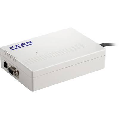 Weiße elektronische Box mit dem Logo 'KERN' auf der Oberseite. An der Seite befinden sich Anschlüsse für Kabelverbindungen.