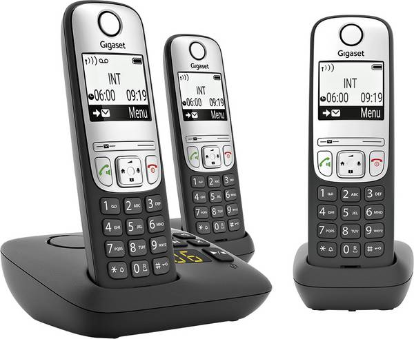 Gigaset A690A Trio DECT/GAP Schnurloses Telefon analog  Anrufbeantworter Schwarz