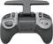 Eine graue Drohnen-Fernbedienung mit zwei Joysticks, mehreren Tasten und einem Bildschirmhalter. Geeignet für präzise Steuerung.