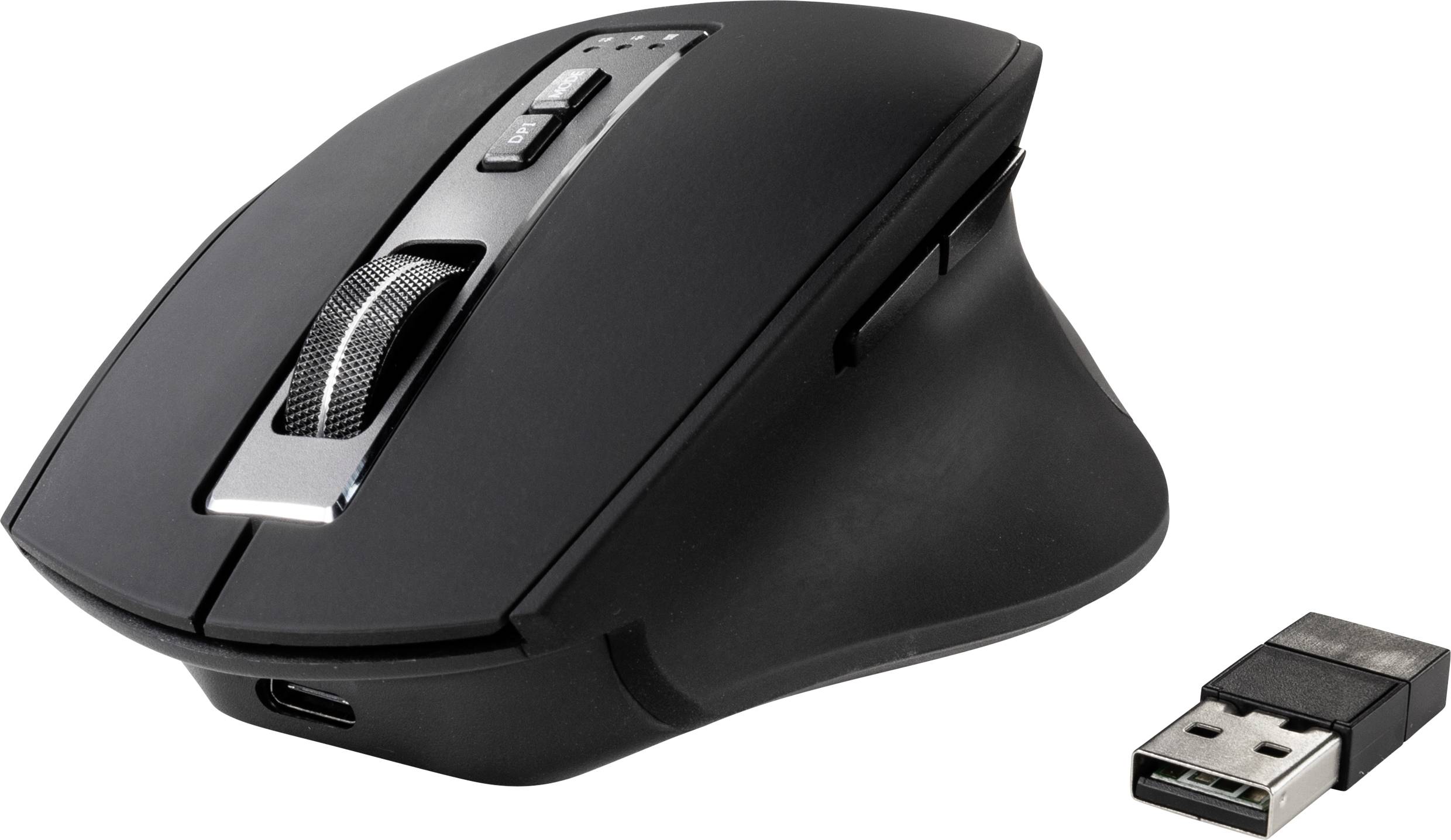 Sygonix Connect SC-WM-300 Ergonomische Maus Bluetooth®, Funk Optisch Schwarz/Grau 7 Tasten 2400 dpi Ergonomisch-0