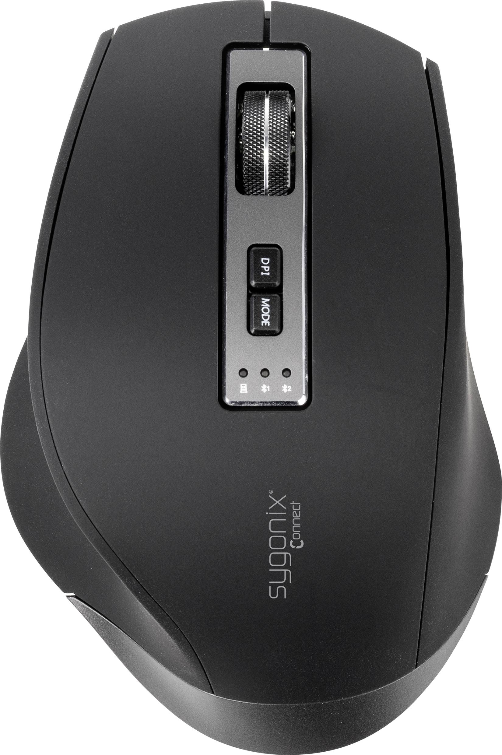 Sygonix Connect SC-WM-300 Ergonomische Maus Bluetooth®, Funk Optisch Schwarz/Grau 7 Tasten 2400 dpi Ergonomisch-1
