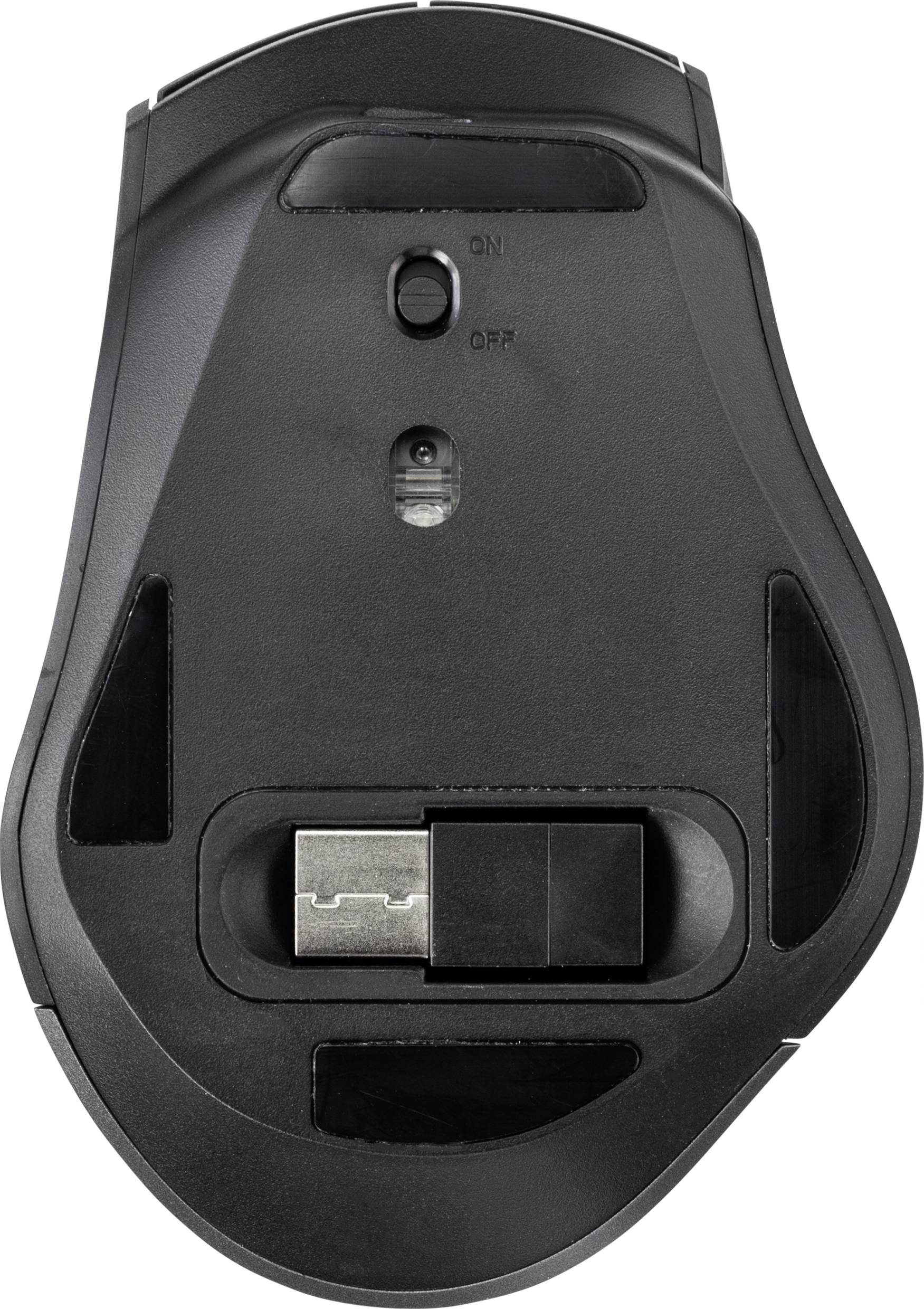Sygonix Connect SC-WM-300 Ergonomische Maus Bluetooth®, Funk Optisch Schwarz/Grau 7 Tasten 2400 dpi Ergonomisch-2