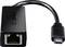 Schwarzer Ethernet-Adapter mit USB-C-Anschluss, geeignet für Netzwerkkabelverbindungen.