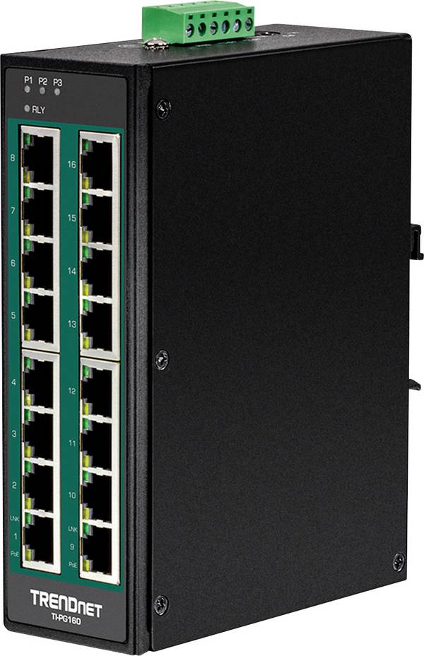 TrendNet 21.22.1441 TI-PG160 Industrial Ethernet Switch 10 / 100 / 1000 MBit/s PoE-Funktion