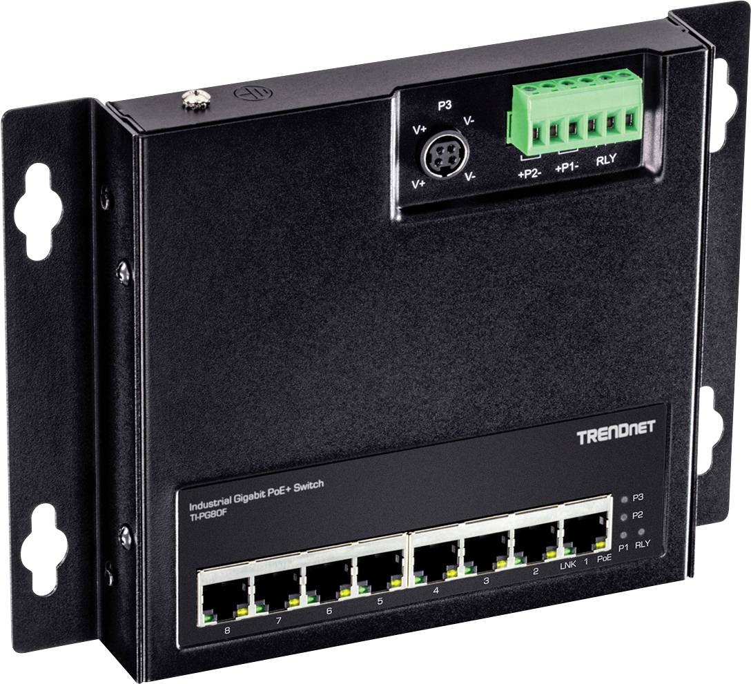 TRENDnet TI-PG80F - Industrial - Switch - unmanaged - 8 x 10/100/1000 (PoE+)