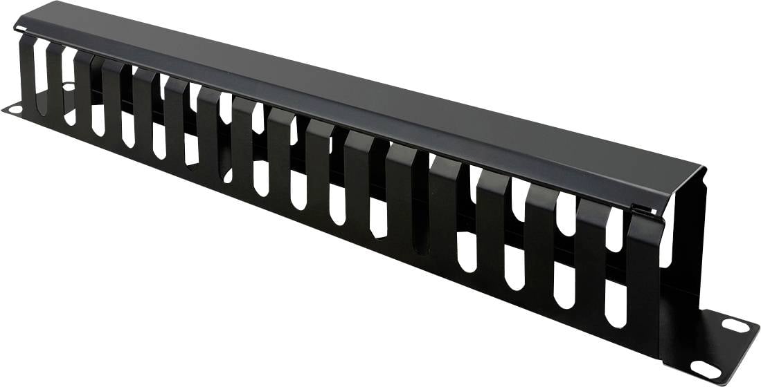 VALUE 19-Zoll-Frontplatte 1 HE mit Rangierkanal 40 x 80 mm, schwarz