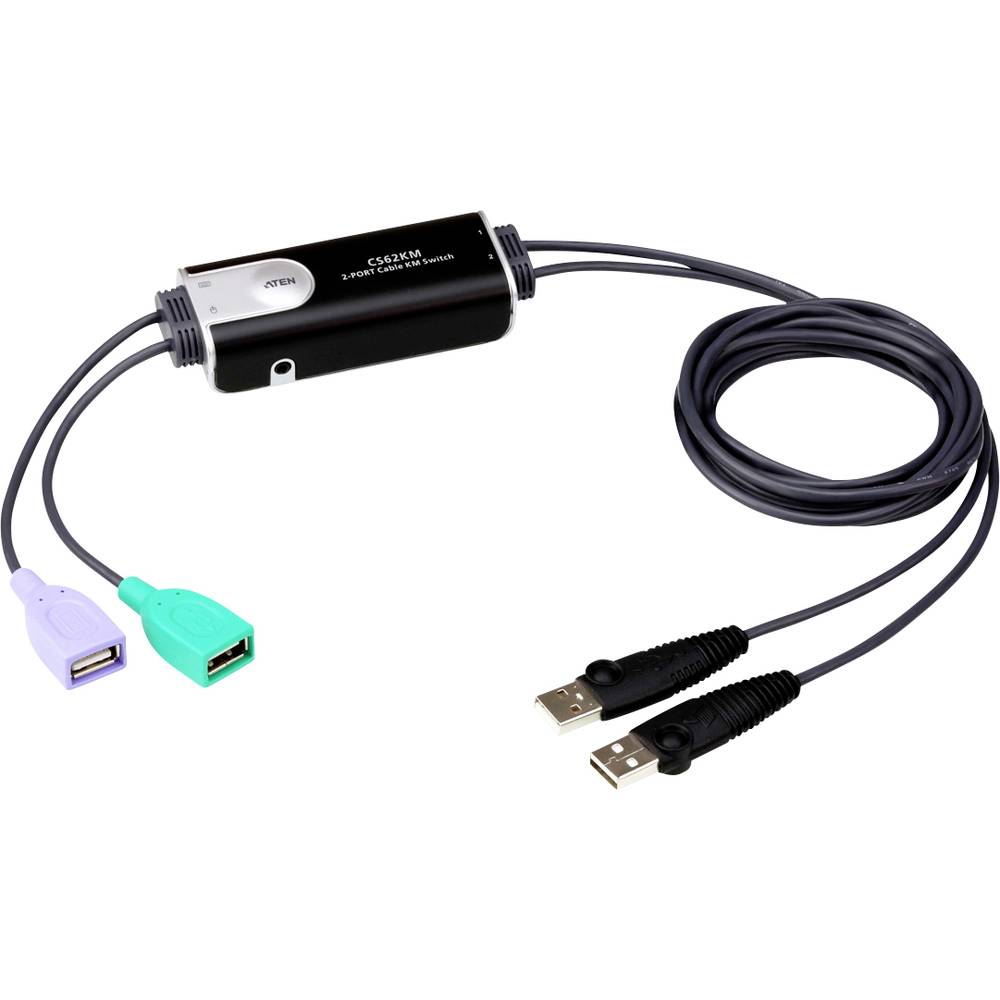 Aten CS62KM-AT toetsenbord-video-muis (kvm) kabel 1,8 m Zwart