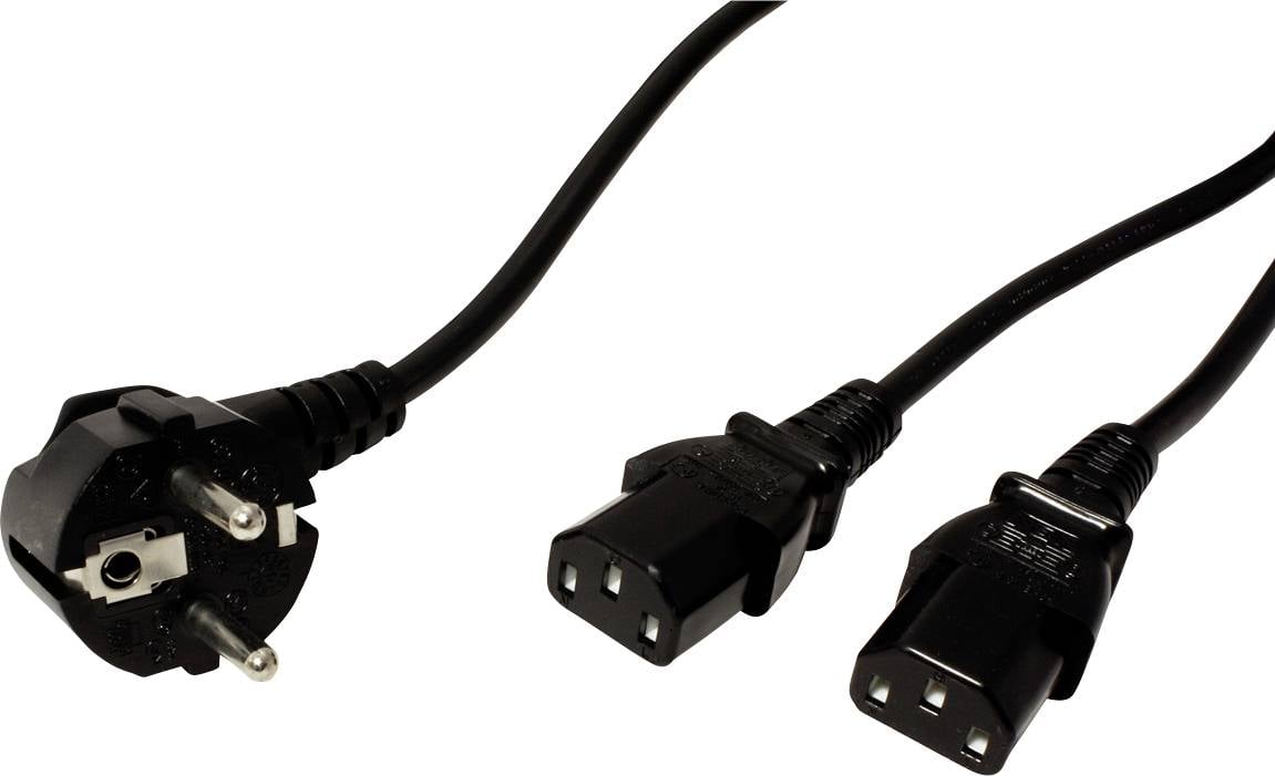 ROLINE Y-Netzanschlusskabel, schwarz, 2 m